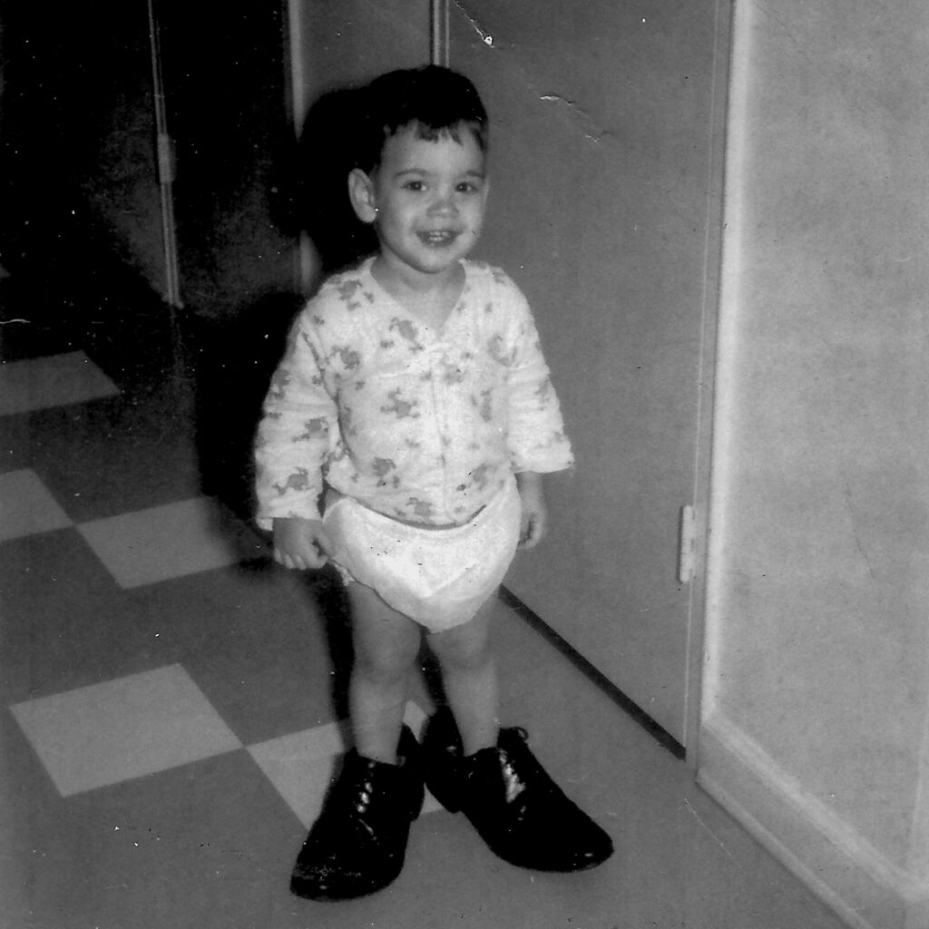 Andy in Dad's shoes